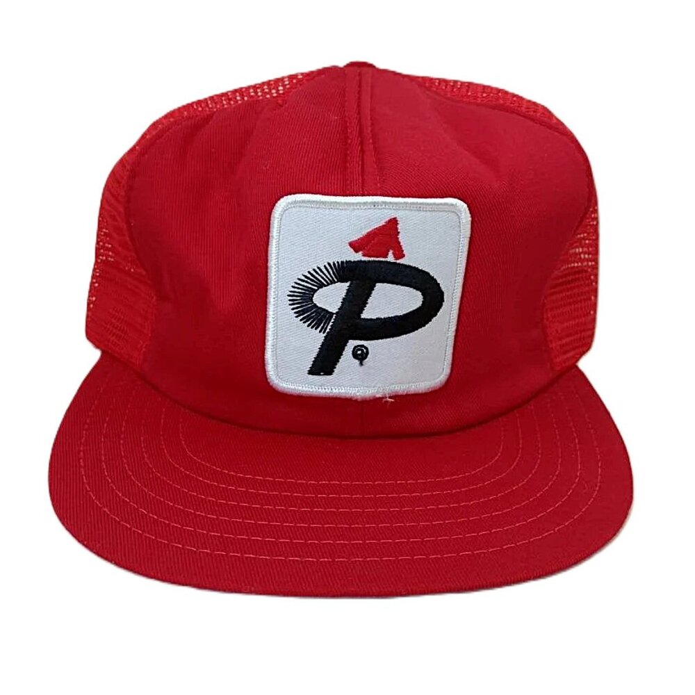 Vintage Trucker Hat Mesh Snapback Cap P Logo Patch
